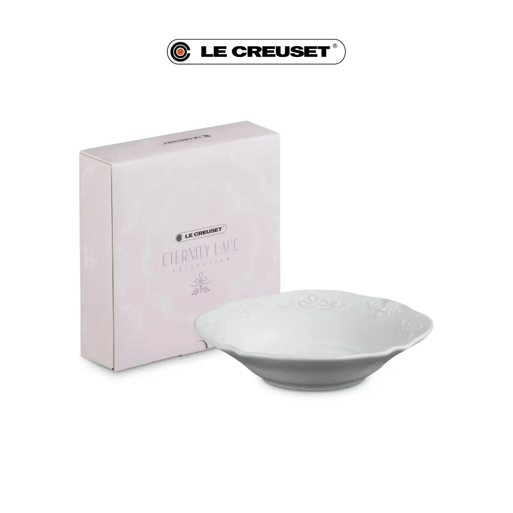 LE CREUSET瓷器永恆花蕾系列深圓盤/ 20cm/ 棉花白
