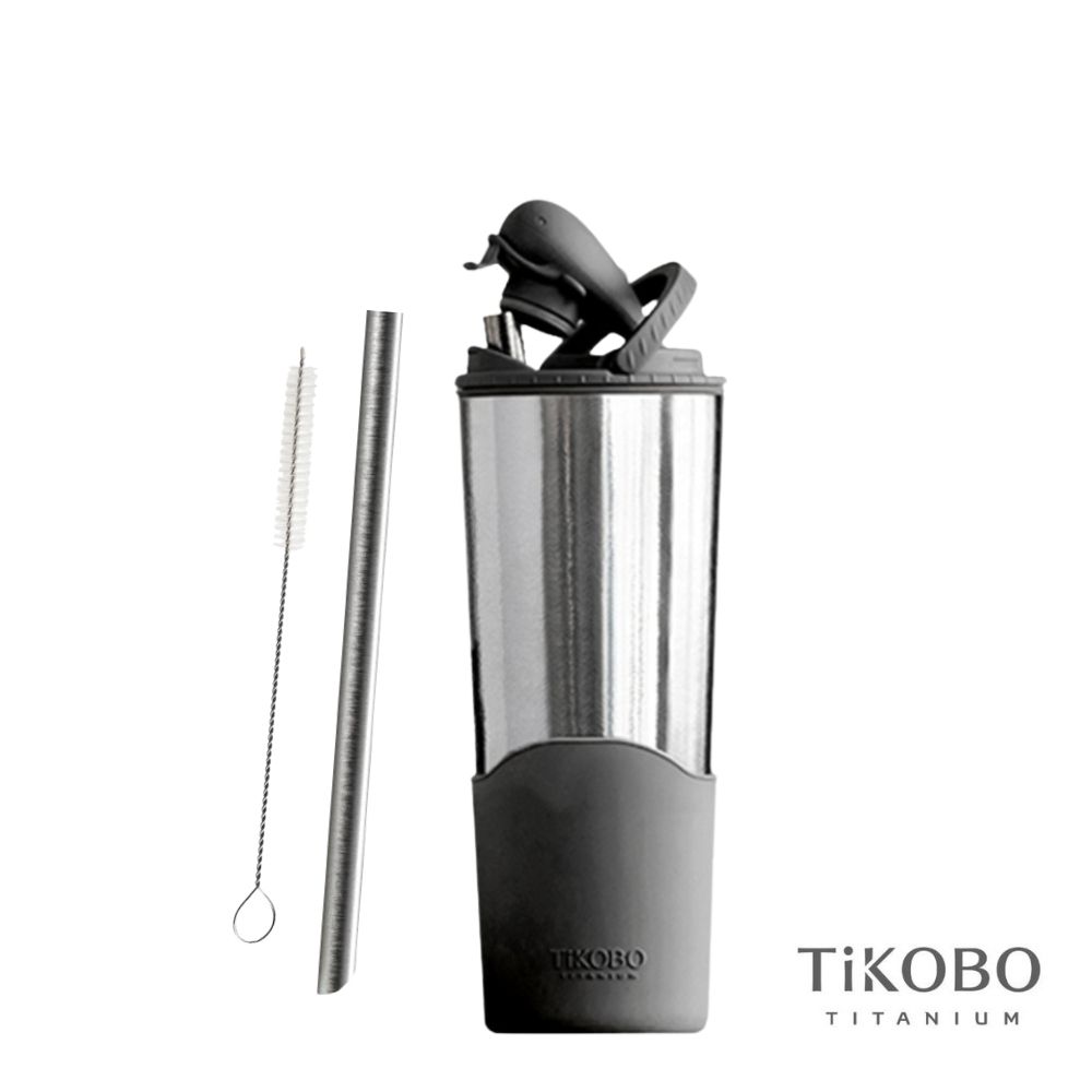 TiKOBO鈦工坊 純鈦鯨魚杯2代 700ml（贈細吸管&吸管刷）/ 尊爵黑