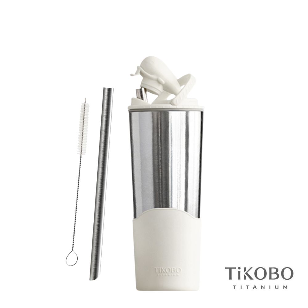 TiKOBO鈦工坊 純鈦鯨魚杯2代 700ml（贈細吸管&吸管刷）/ 山岩灰