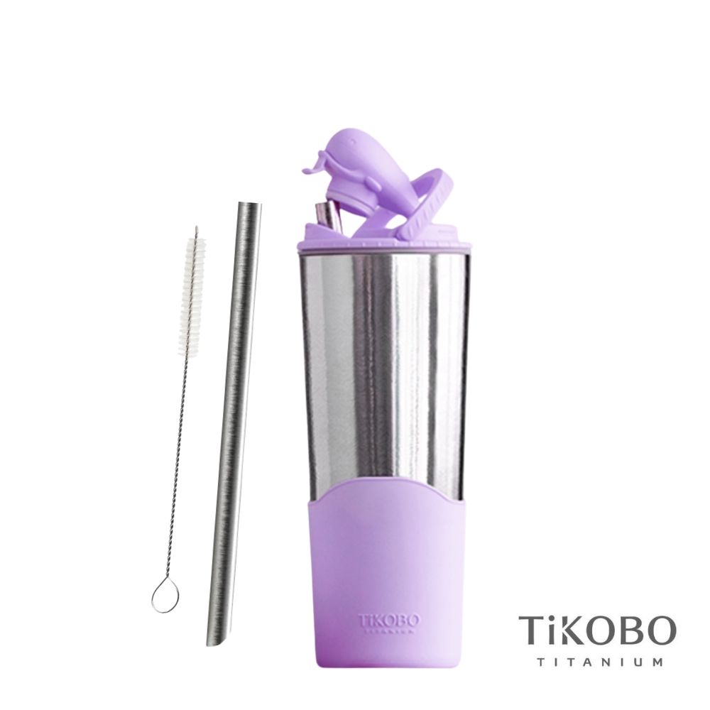 TiKOBO鈦工坊 純鈦鯨魚杯2代 700ml（贈細吸管&吸管刷）/ 凝雲紫