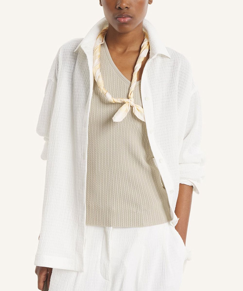 MAISON KITSUNÉ 牛奶白輕量立體紋理襯衫式外套(日本布料)/女裝/ 40
