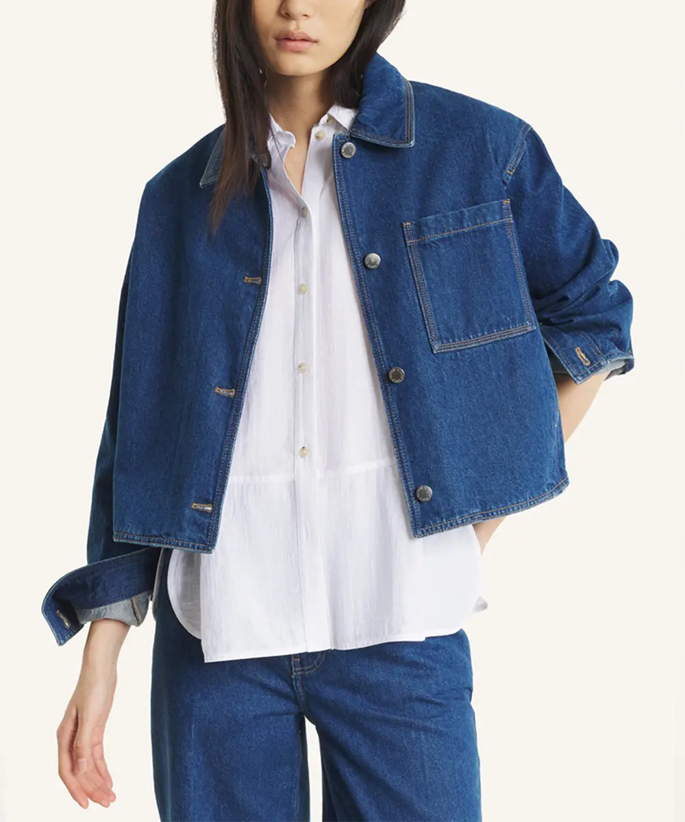 MAISON KITSUNÉ 水洗靛藍短板丹寧外套(義大利布料)/女裝/ M