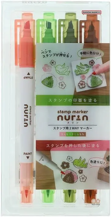 日本 sun-star Nurin 印章專用多色筆組/ 櫻餅/ 4入