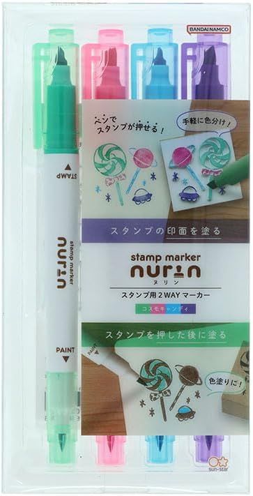 日本 sun-star Nurin 印章專用多色筆組/ 糖果/ 4入