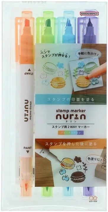 日本 sun-star Nurin 印章專用多色筆組/ 馬卡龍/ 4入