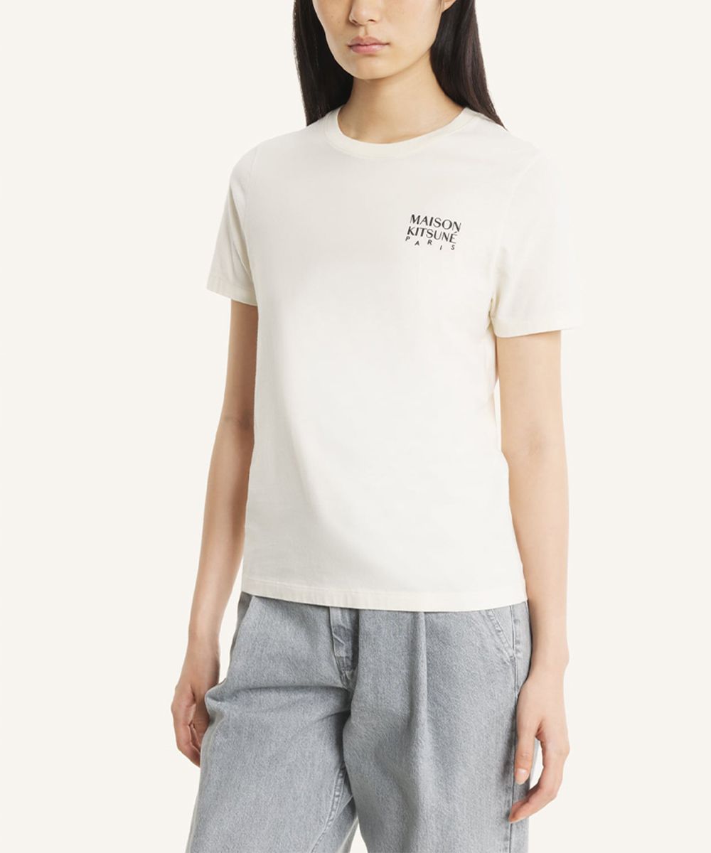 MAISON KITSUNÉ 杏仁奶霜抽象派狐狸印花經典短TEE/女裝/ S