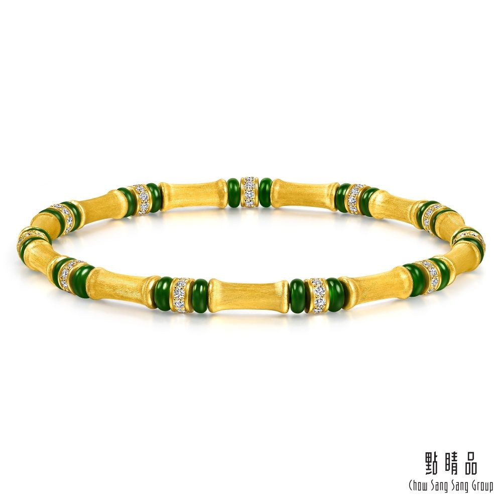 點睛品 竹影耀光 鑽石黃金手鍊