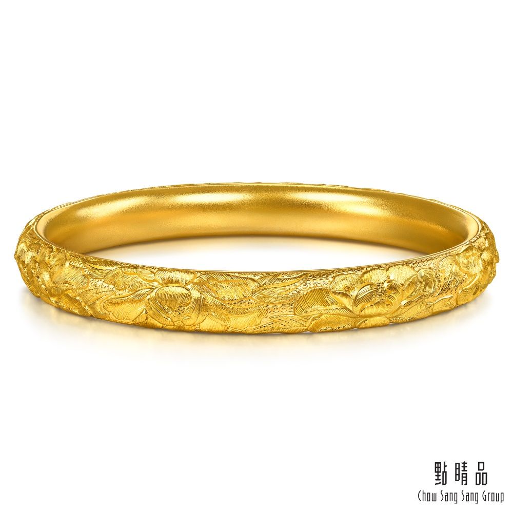 點睛品 花開富貴 黃金手鐲_計價黃金(08)