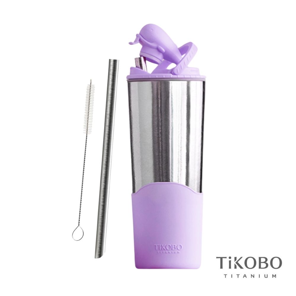 TiKOBO鈦工坊 純鈦鯨魚杯2代 800ml（贈細吸管&吸管刷）/ 凝雲紫