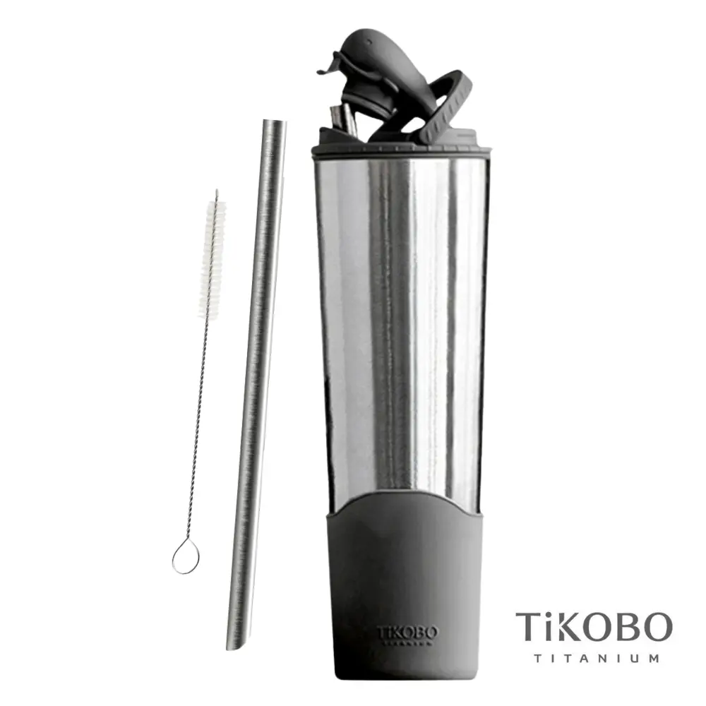 TiKOBO鈦工坊 純鈦鯨魚杯2代 1000ml（贈細吸管&吸管刷）/ 尊爵黑