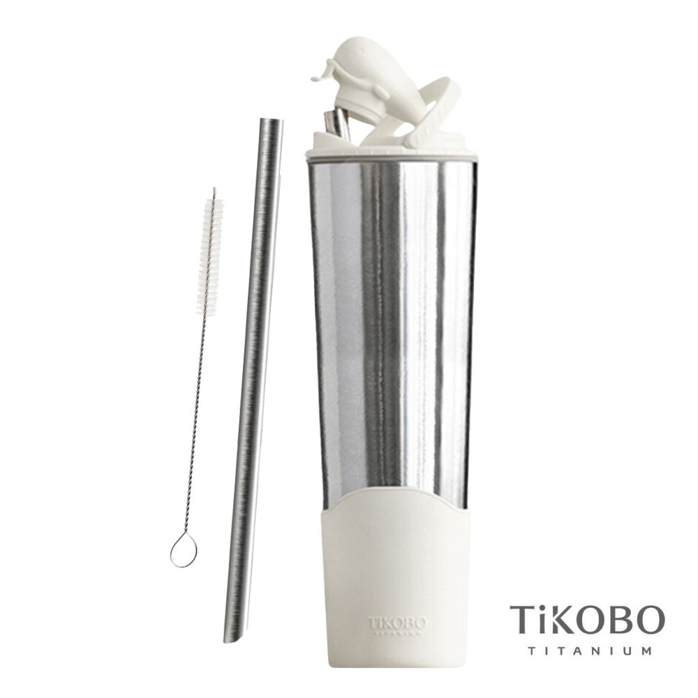 TiKOBO鈦工坊 純鈦鯨魚杯2代 1000ml（贈細吸管&吸管刷）/ 山岩灰