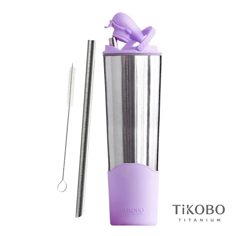 TiKOBO鈦工坊 純鈦鯨魚杯2代 1000ml（贈細吸管&吸管刷）/ 凝雲紫