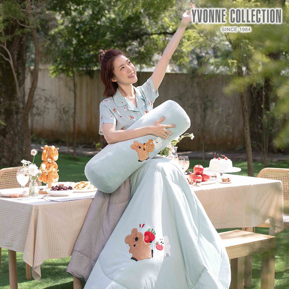 YVONNE COLLECTION DINOTAENG 雙人草莓四季被-湖水綠