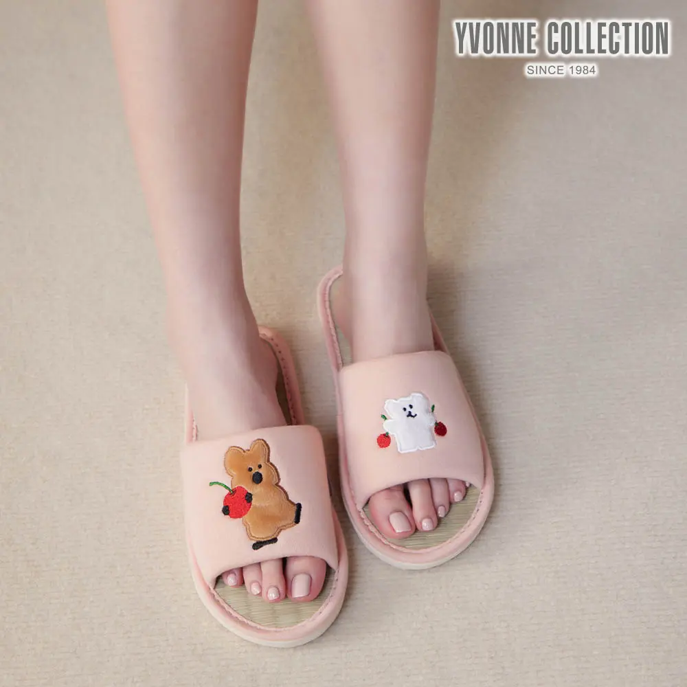 YVONNE COLLECTION DINOTAENG｜櫻桃藺草室內拖鞋-粉橘M
