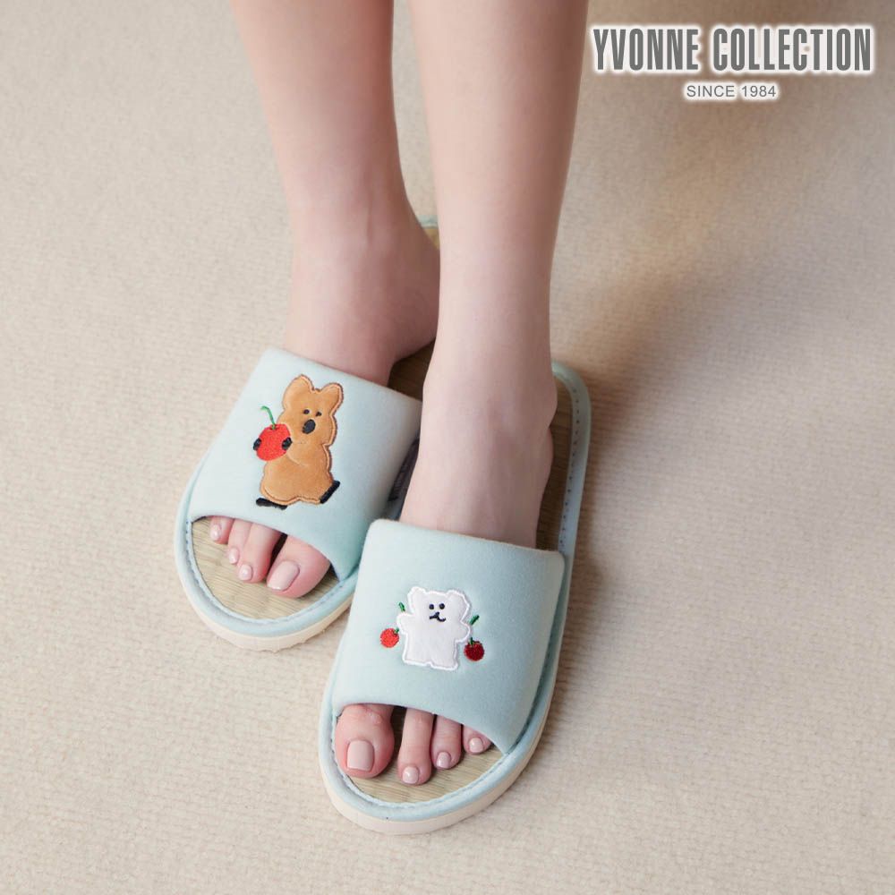 YVONNE COLLECTION DINOTAENG｜櫻桃藺草室內拖鞋-湖水綠M