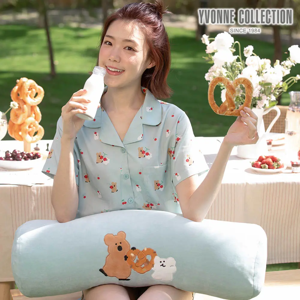 YVONNE COLLECTION DINOTAENG｜蝴蝶餅圓筒長抱枕/ 湖水綠