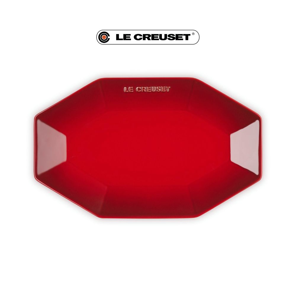 LE CREUSET瓷器八角盤/ 28cm/ 櫻桃紅