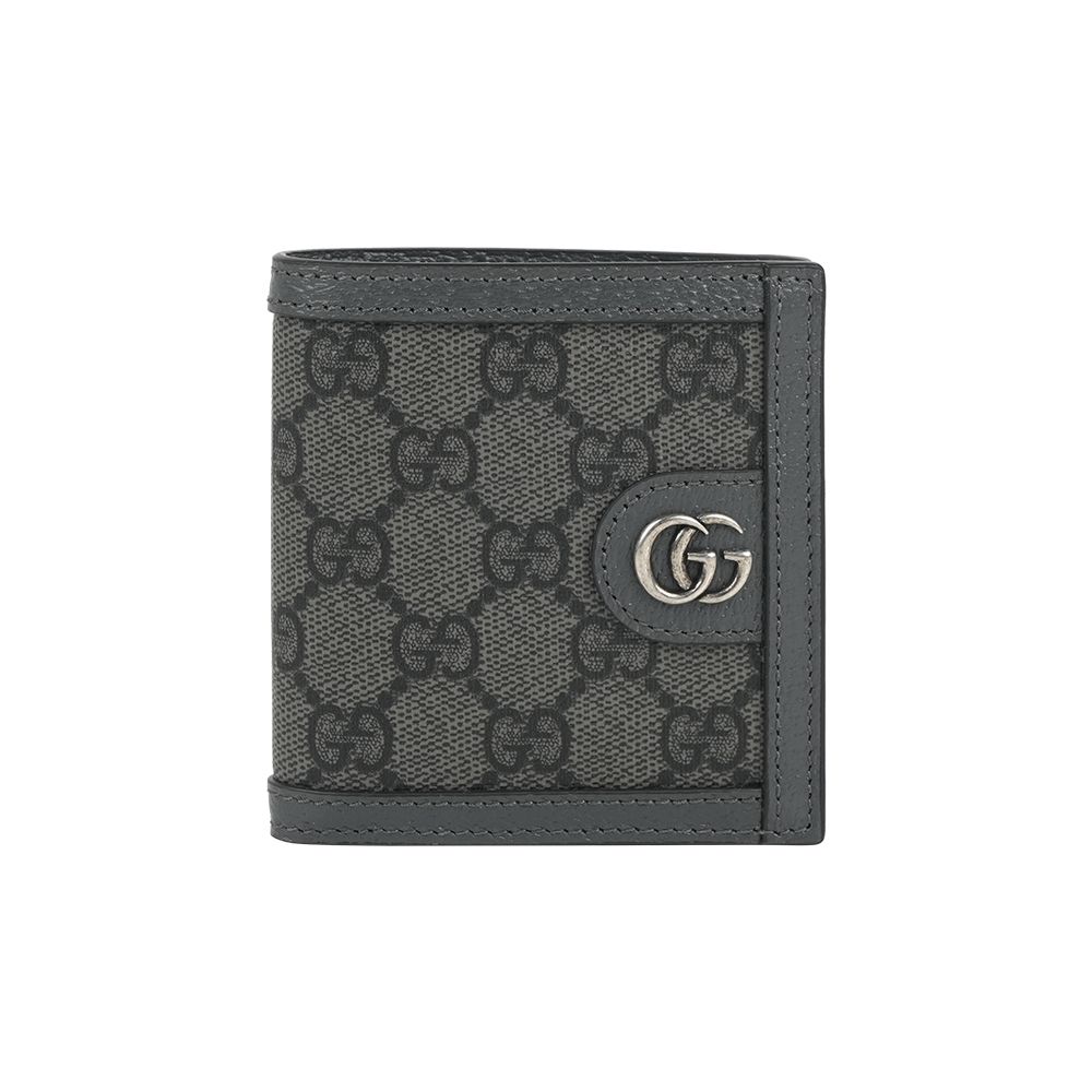【GUCCI】Ophidia GG Supreme 短版對開6卡短夾(灰色)/ 平行輸入