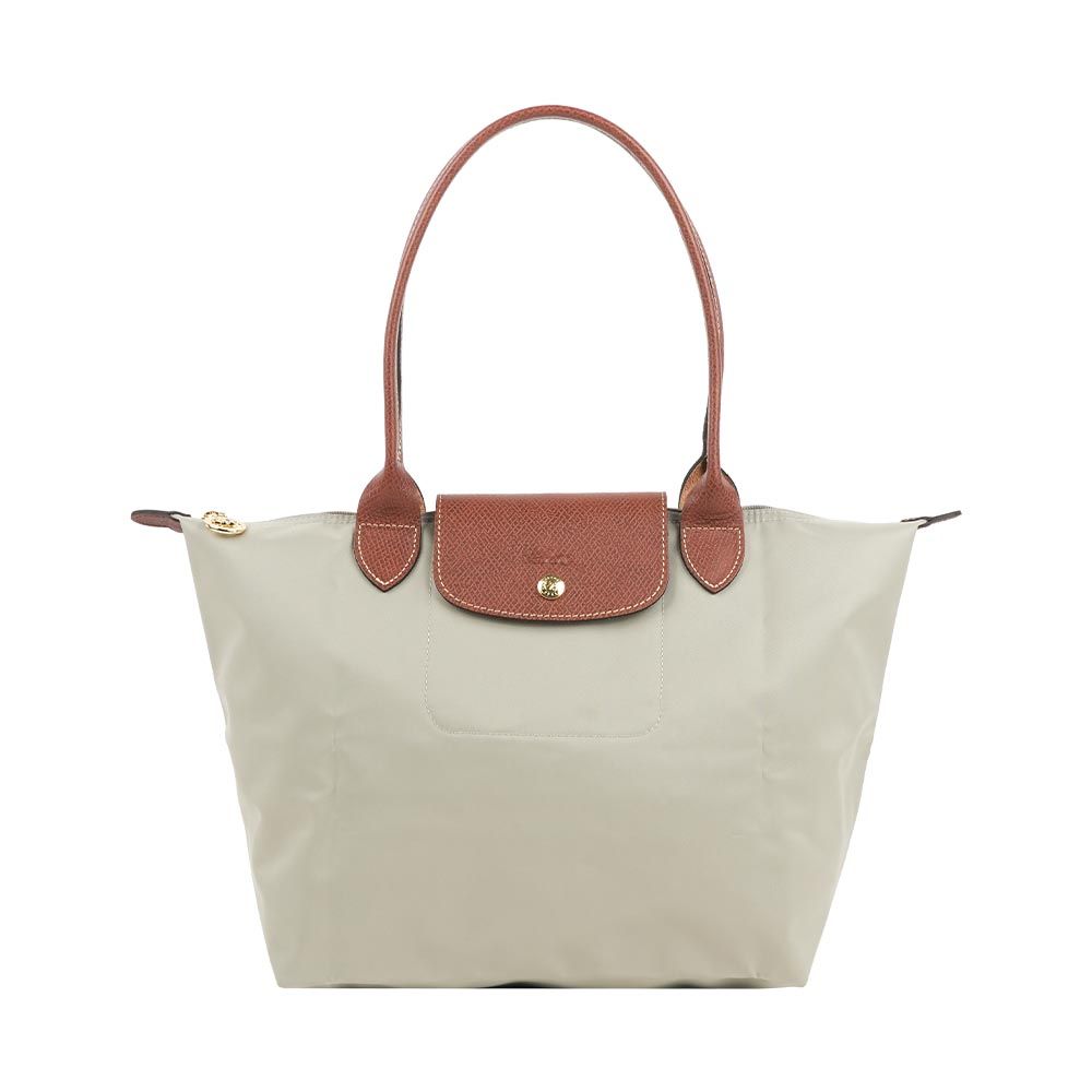 【LONGCHAMP】M號長把LE PLIAGE摺疊水餃包(小石子灰)/ 平行輸入