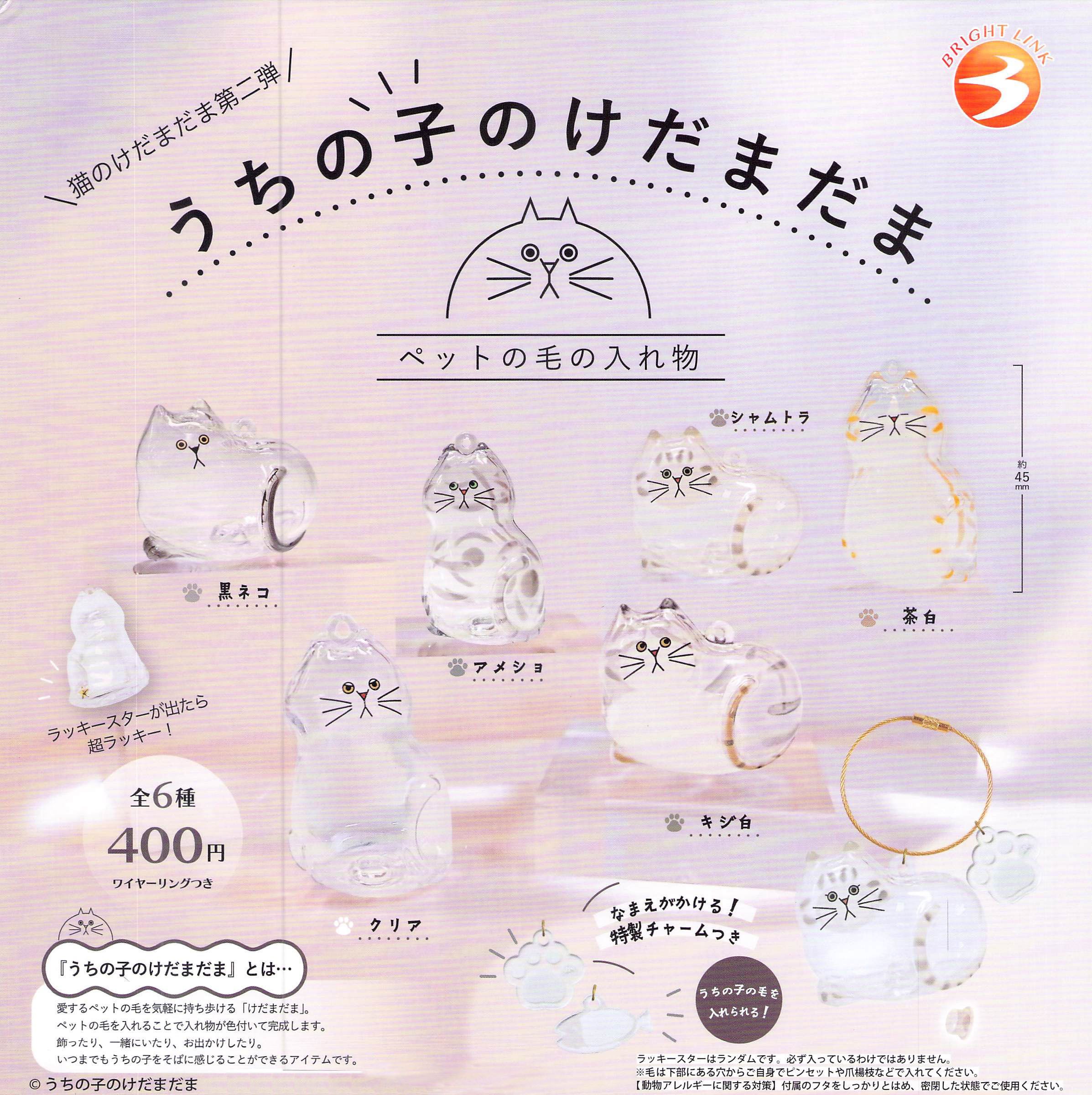 BRIGHT LINK扭蛋/ 我家毛孩透明吊飾P2/ 單入隨機