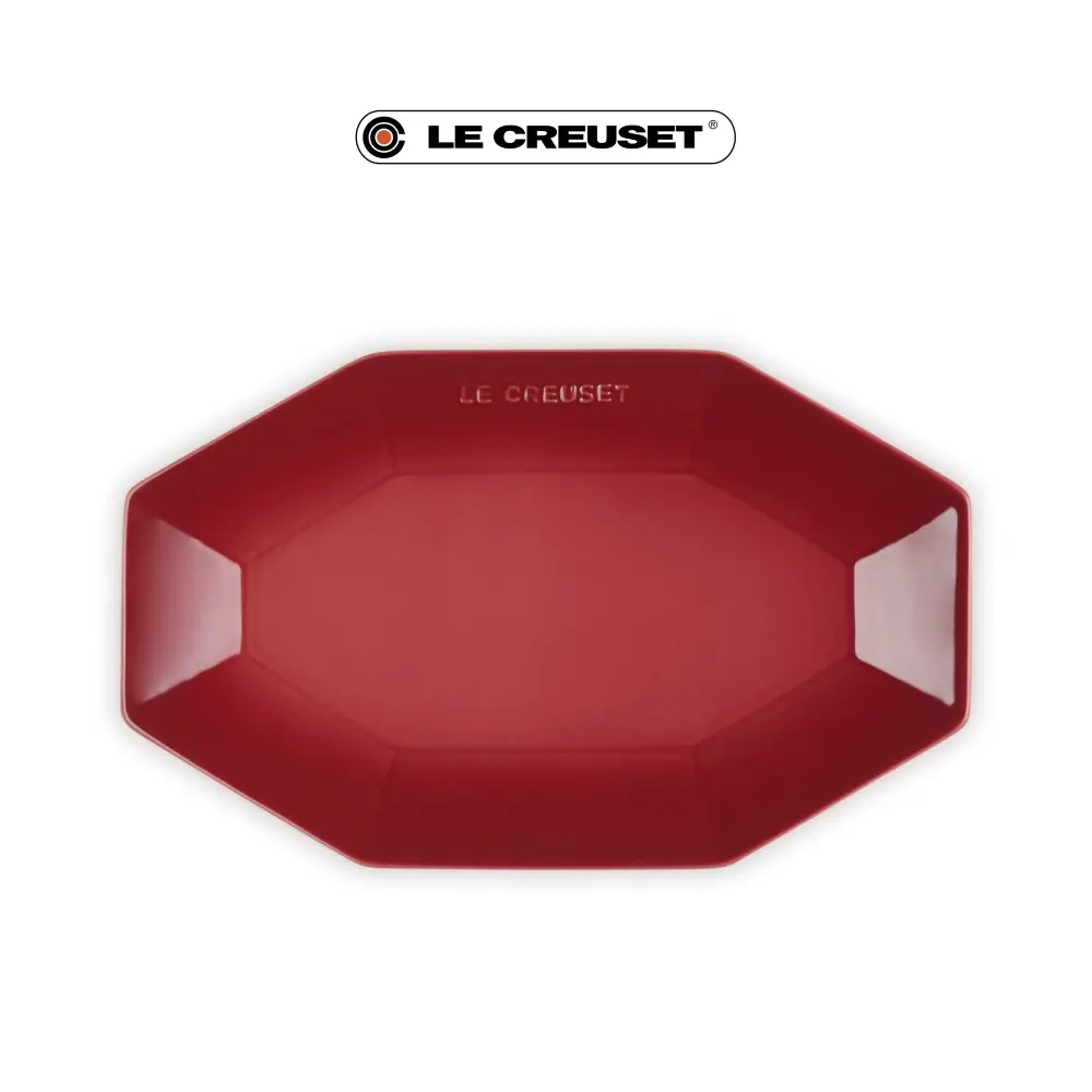 LE CREUSET瓷器八角盤/ 28cm/ 樹莓