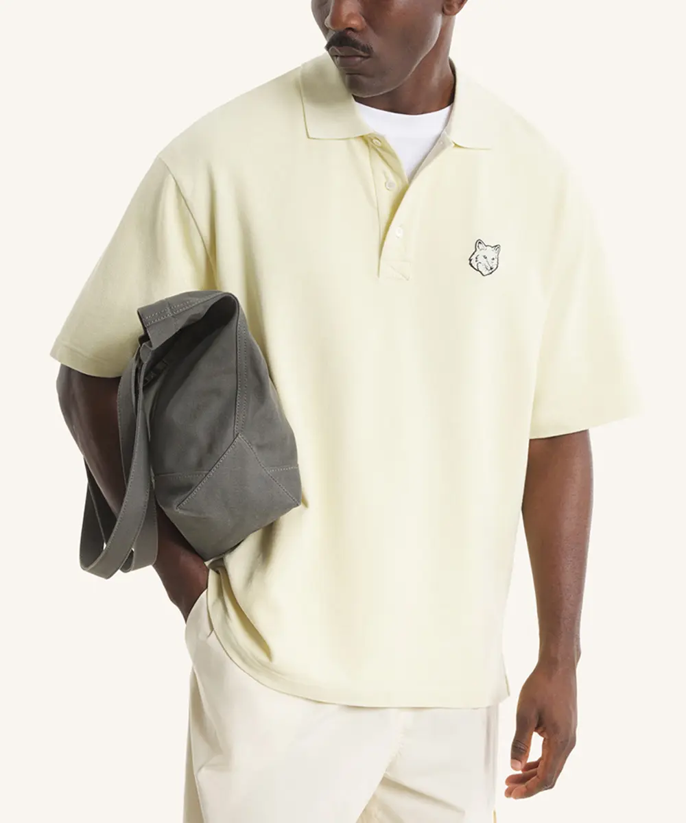 MAISON KITSUNÉ 蘆薈綠變化狐狸頭LOGO寬鬆POLO衫/中性/男裝/ M