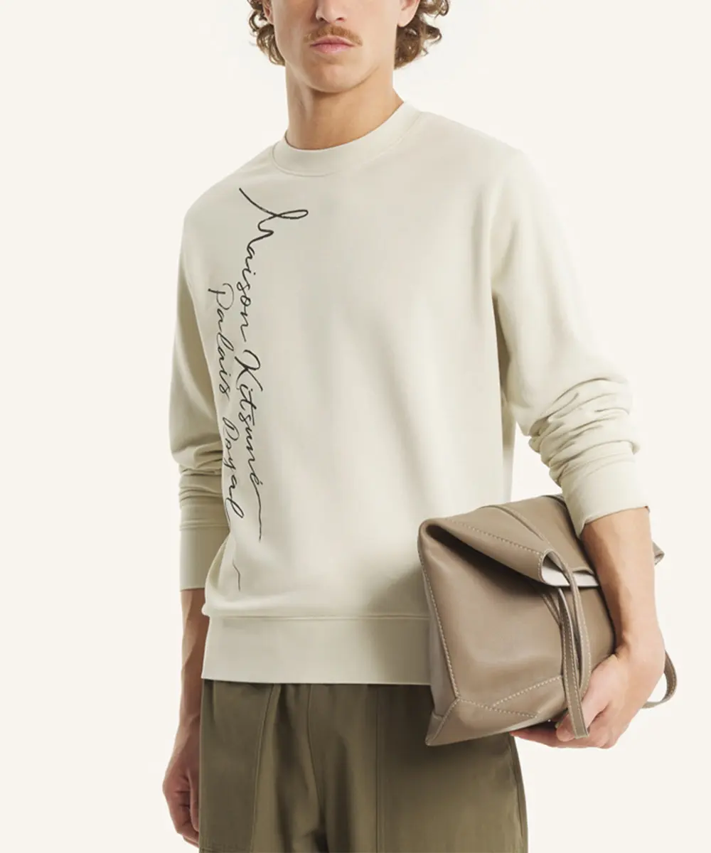 MAISON KITSUNÉ 鵜鶘米詩意手稿LOGO經典衛衣/中性/男裝/ M