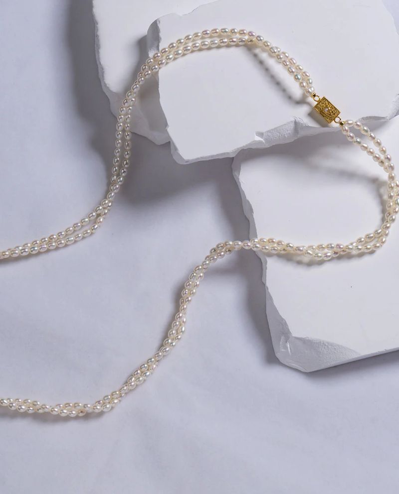 【ARTE WHITE】白色鬱金香淡水珍珠長項鍊