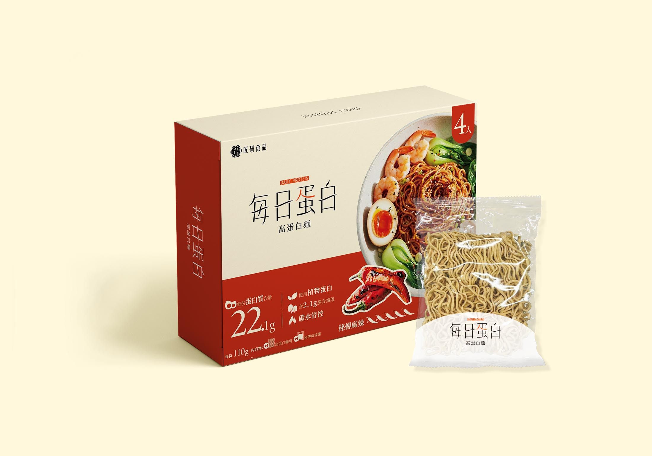 匠研食品每日蛋白秘傳麻辣拌麵/ 4入