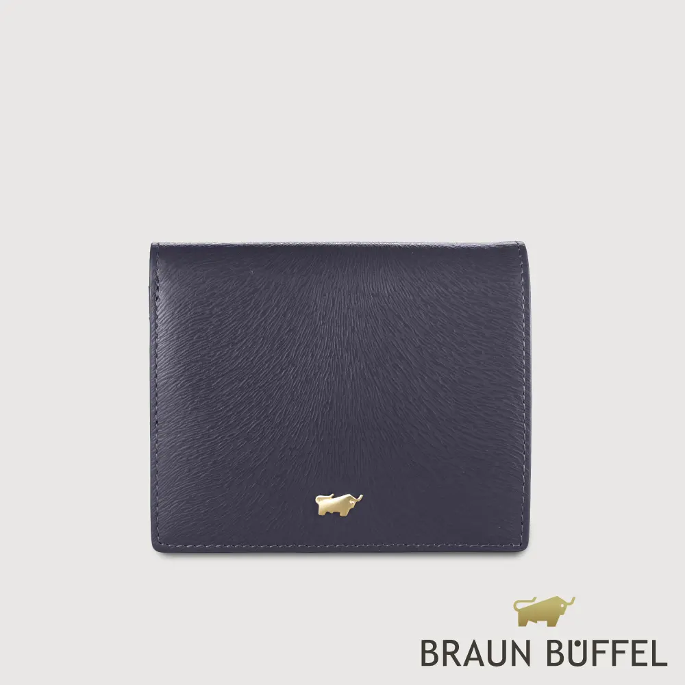 【BRAUN BUFFEL 德國小金牛】台灣總代理 萊納斯-TW  3卡兩折短夾-深藍色/BF891-401-DB