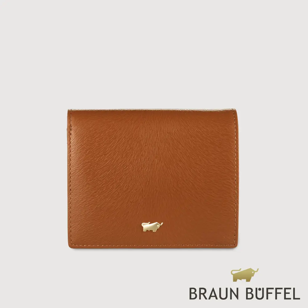 【BRAUN BUFFEL 德國小金牛】台灣總代理 萊納斯-TW  3卡兩折短夾-杏仁巧克力色/BF891-401-SAL