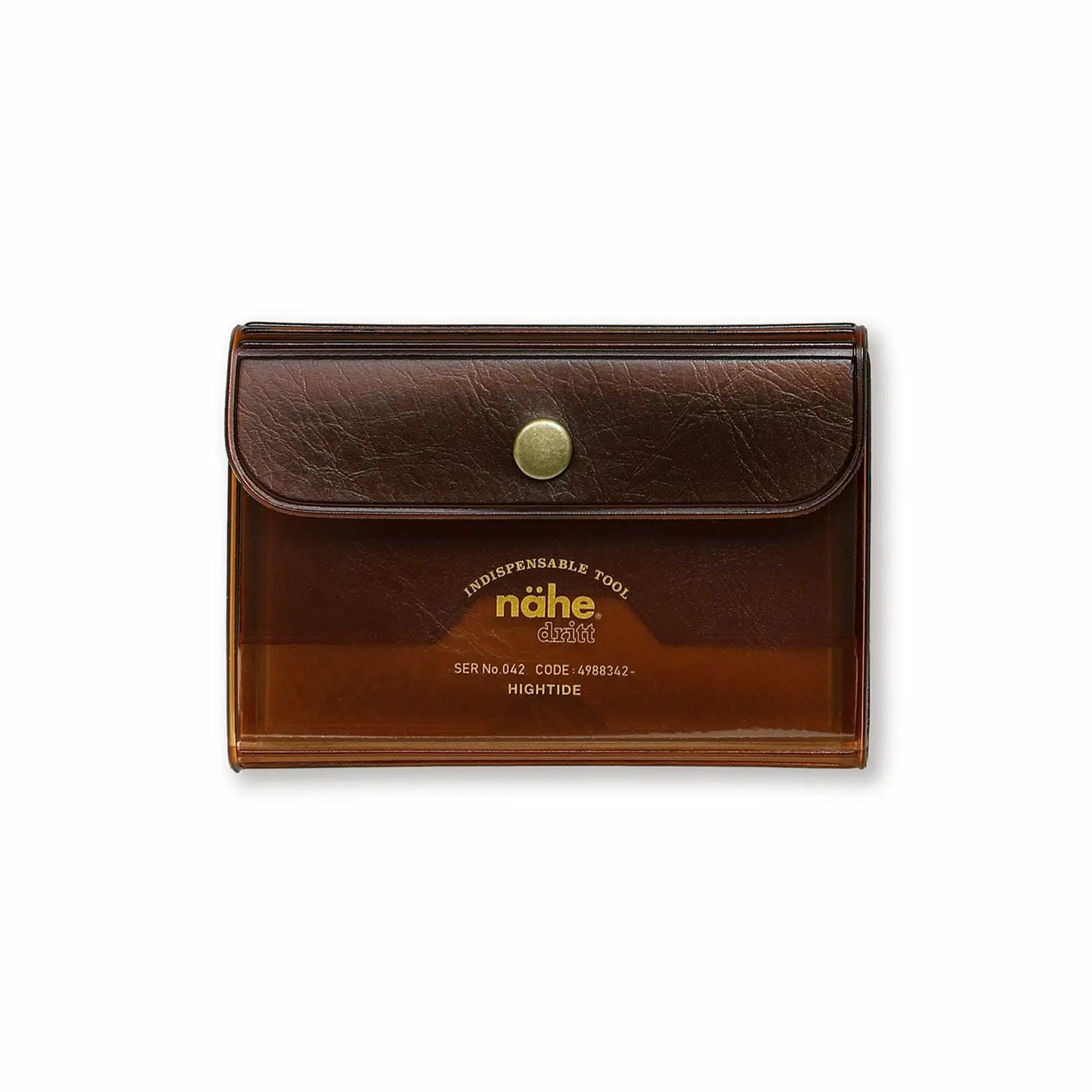 日本 HIGHTIDE Nähe 透明對開名片夾/ Clear Brown