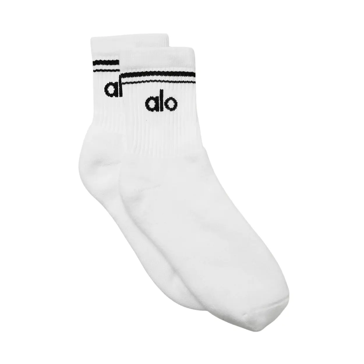 alo Unisex Half-Crew Throwback Sock 中性款復古條紋中筒襪/ 白底黑 White/Black/ 預購 L