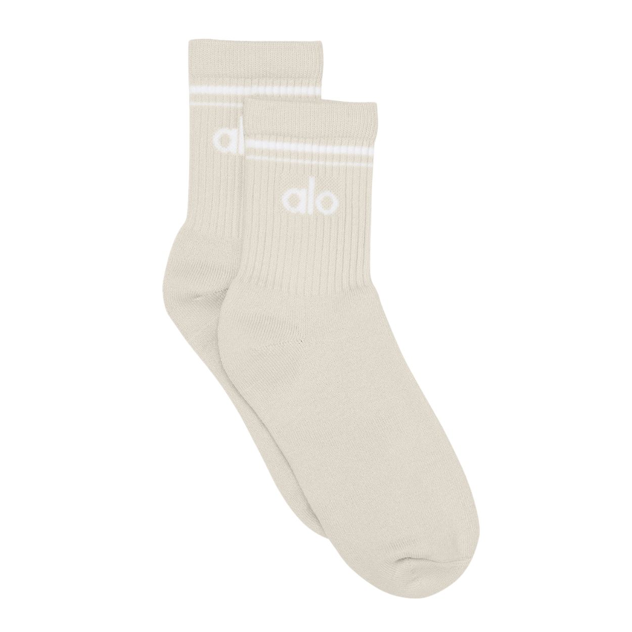 alo Unisex Half-Crew Throwback Sock 中性款復古條紋中筒襪/ 骨白色 Bone/ 預購 M