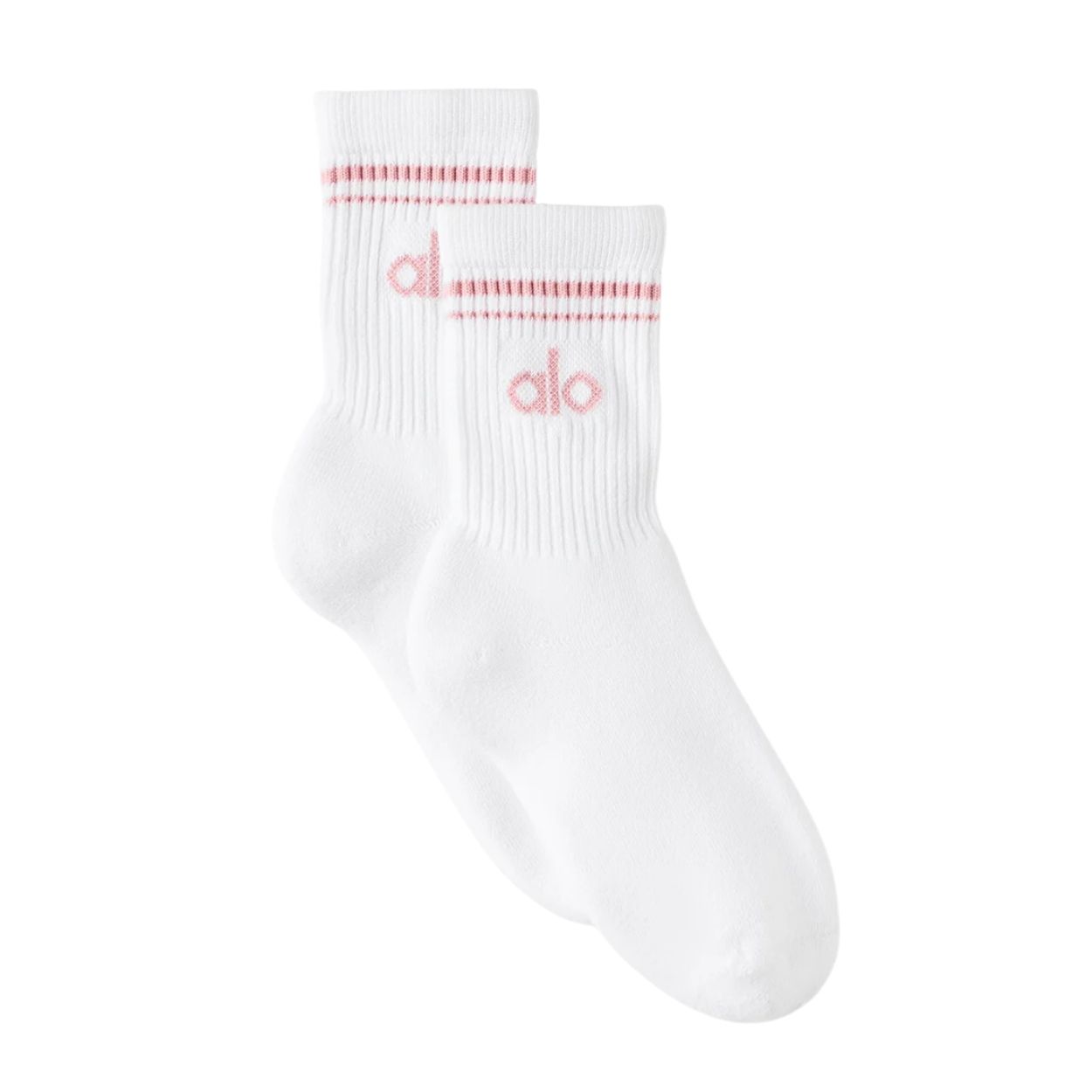 alo Unisex Half-Crew Throwback Sock 中性款復古條紋中筒襪/ 白底復古粉 White/Vintage Pink/ 預購 L