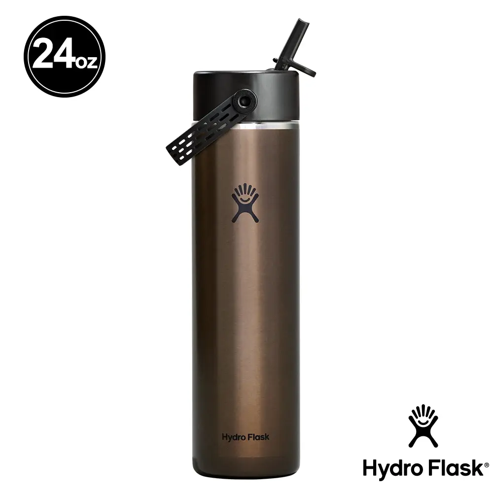 Hydro Flask 24oz寬口吸管輕量真空保溫瓶/ 曜石黑