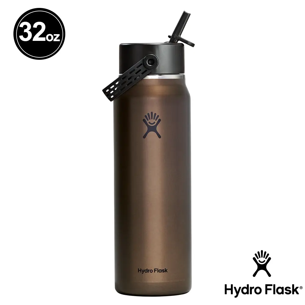 Hydro Flask 32oz寬口吸管輕量真空保溫瓶/ 曜石黑