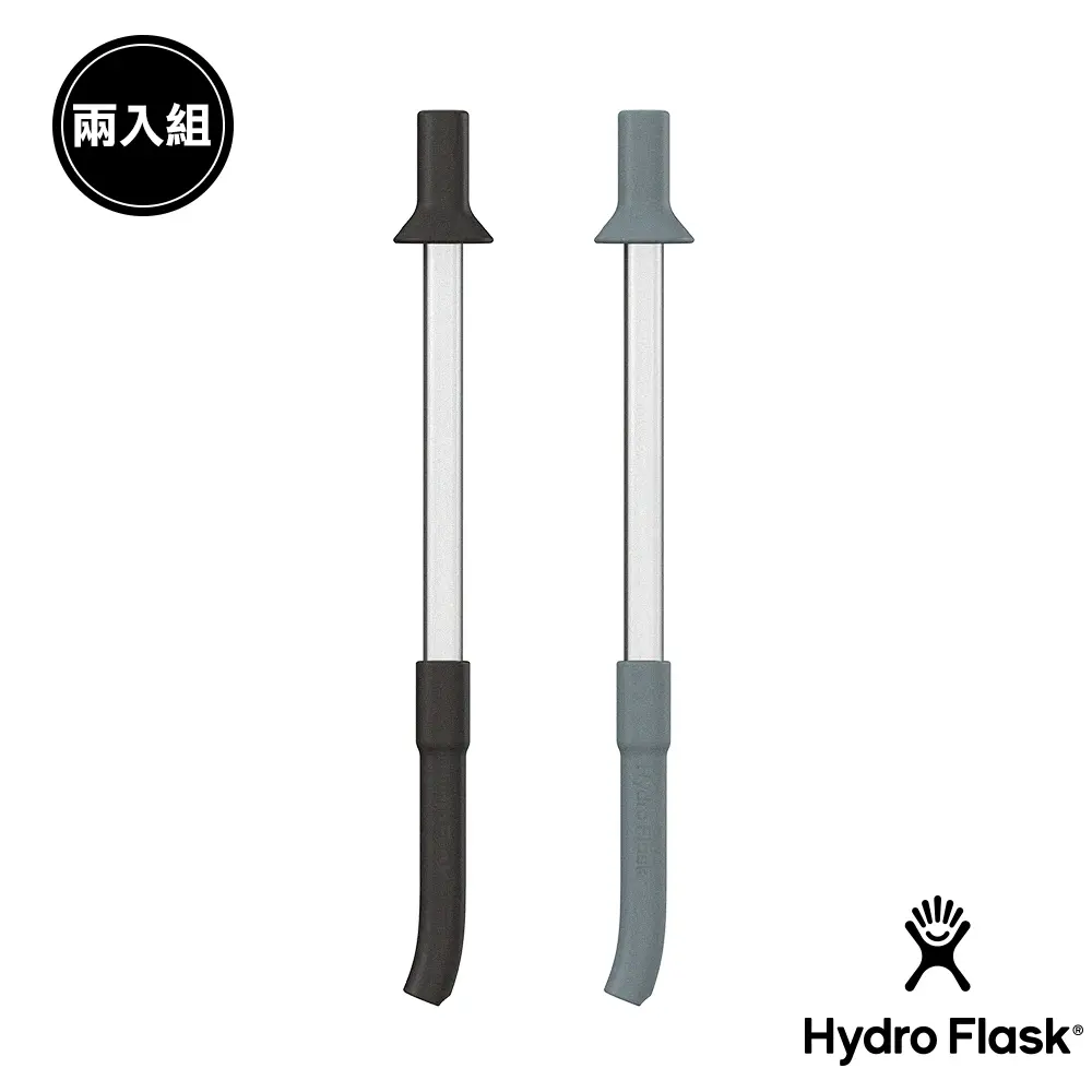 Hydro Flask搖搖杯吸管二入組/ 時尚黑+鐵灰