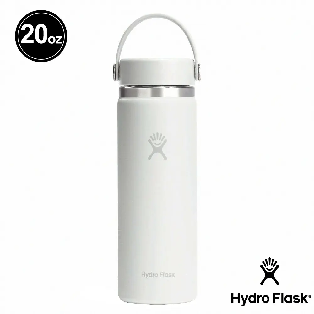 Hydro Flask 20oz寬口提環保溫瓶/ 經典白