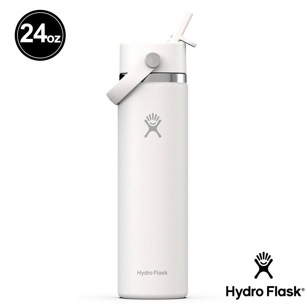 Hydro Flask 24oz寬口吸管真空保溫瓶/ 經典白
