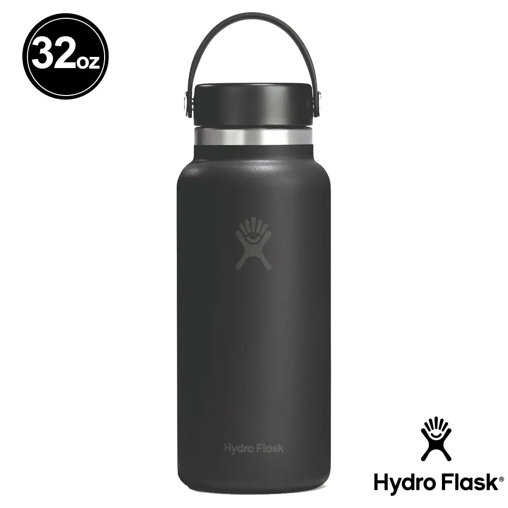 Hydro Flask 32oz寬口提環保溫瓶/ 時尚黑
