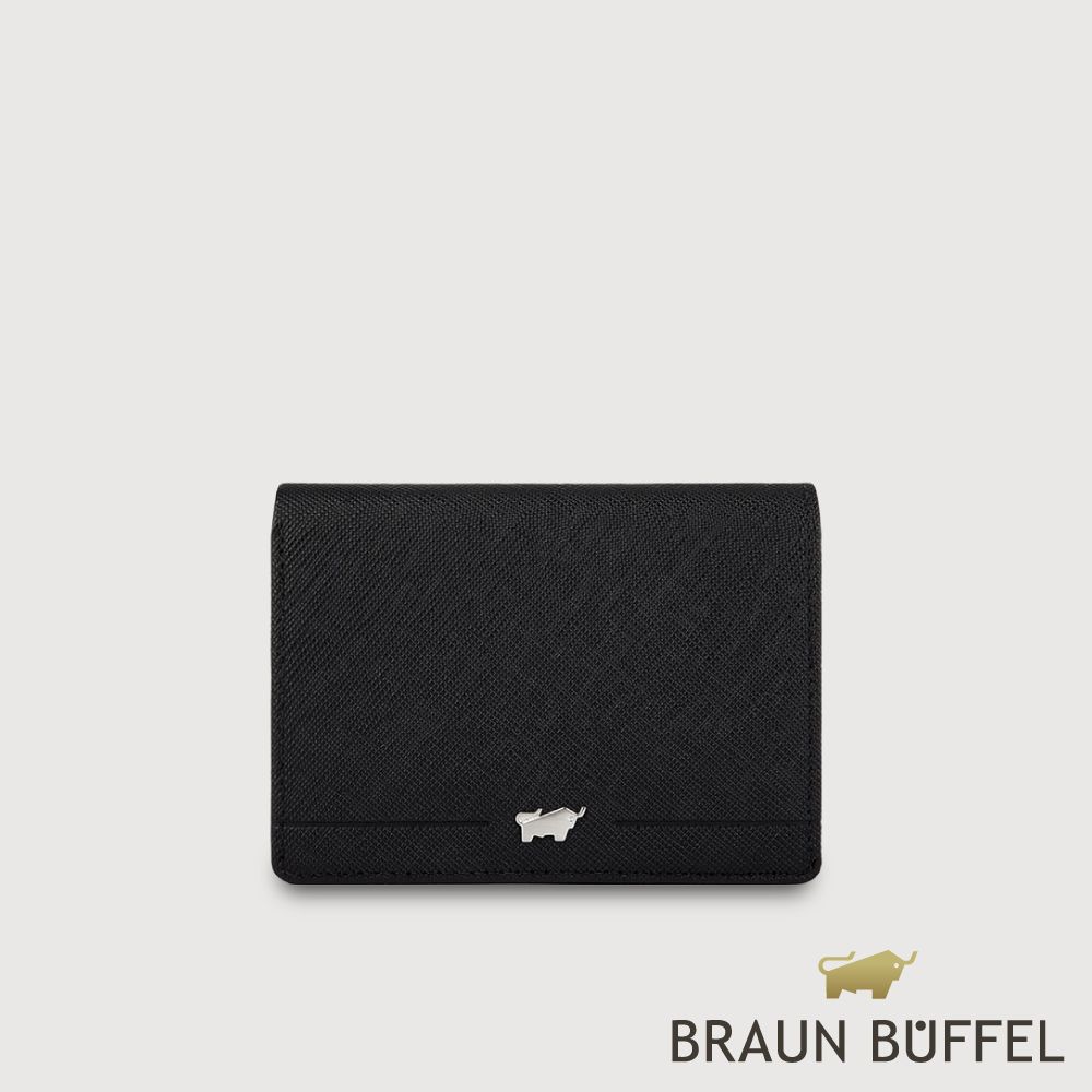 【BRAUN BUFFEL 德國小金牛】台灣總代理 格瑞克-F 5卡名片夾-黑色/BF586-131-BK