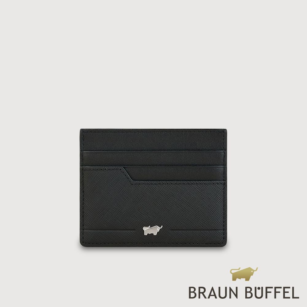 【BRAUN BUFFEL 德國小金牛】台灣總代理 格瑞克-F 6卡卡夾-黑色/BF586-151A-BK