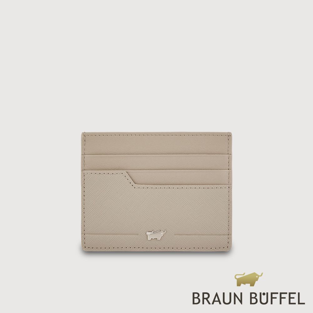 【BRAUN BUFFEL 德國小金牛】台灣總代理 格瑞克-F 6卡卡夾-杏色/BF586-151A-HM