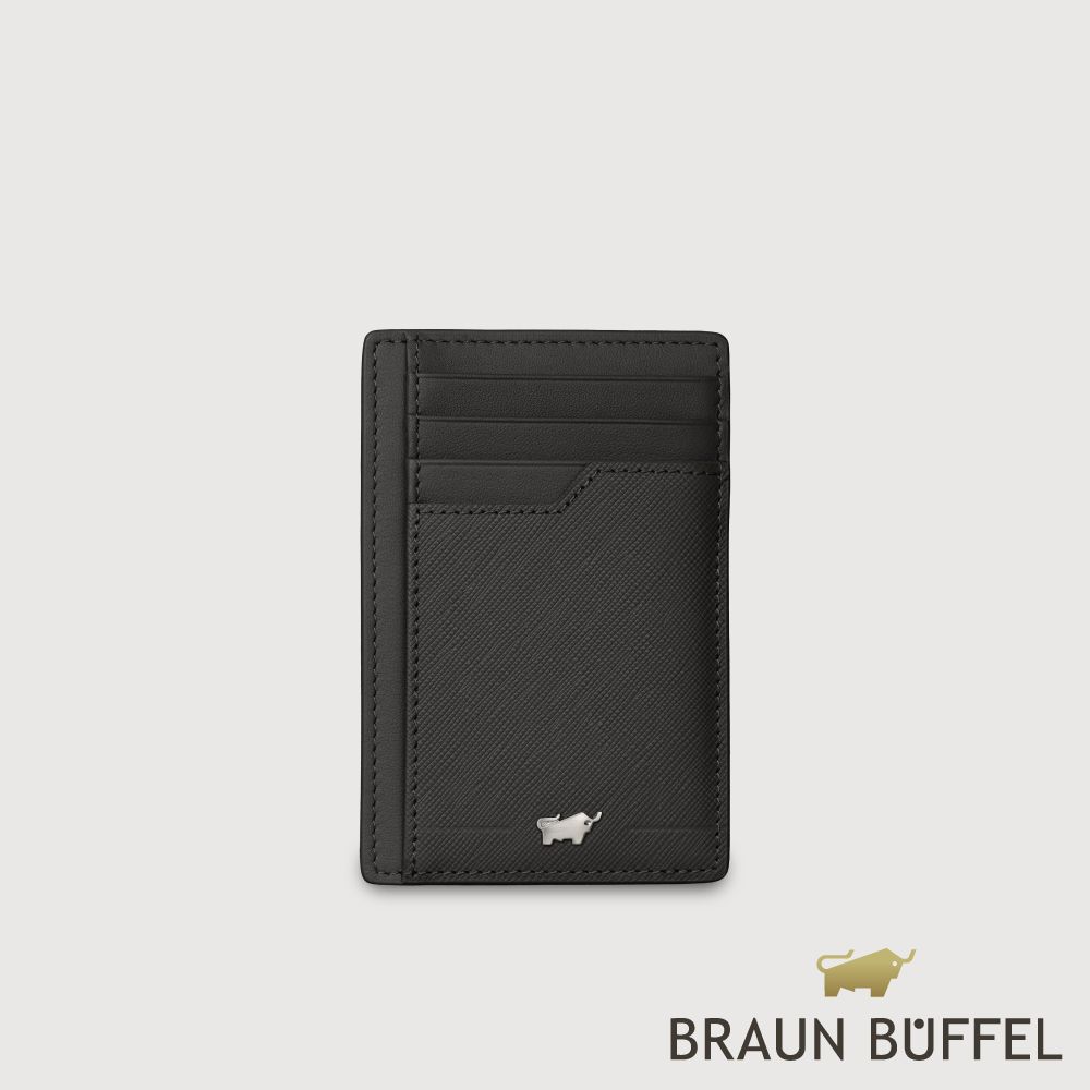 【BRAUN BUFFEL 德國小金牛】台灣總代理 格瑞克-F 8卡直式卡夾-黑色/BF586-151B-BK