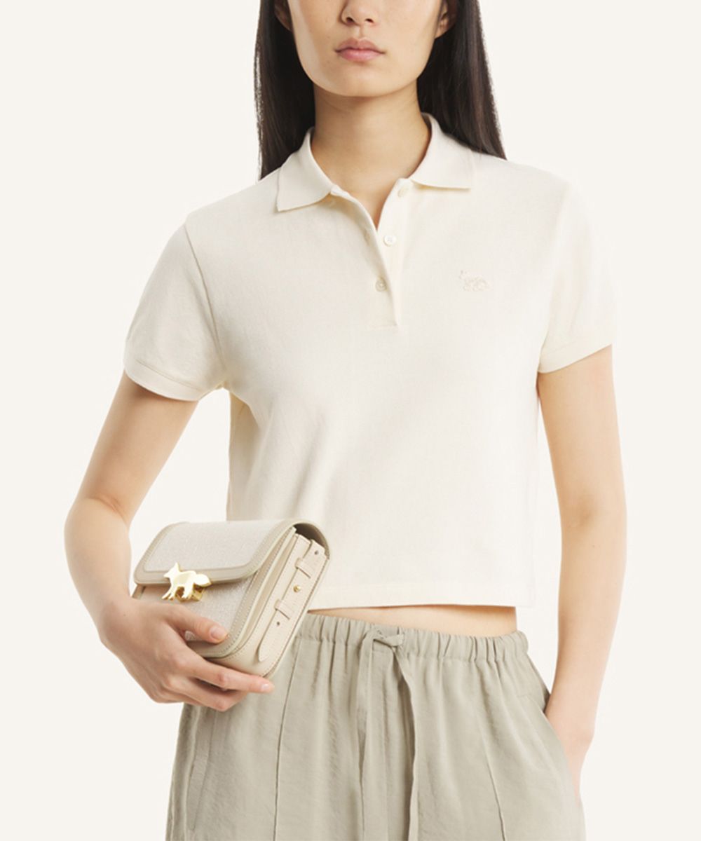 MAISON KITSUNÉ 杏仁奶霜小狐狸LOGO短版POLO衫/女裝/ M