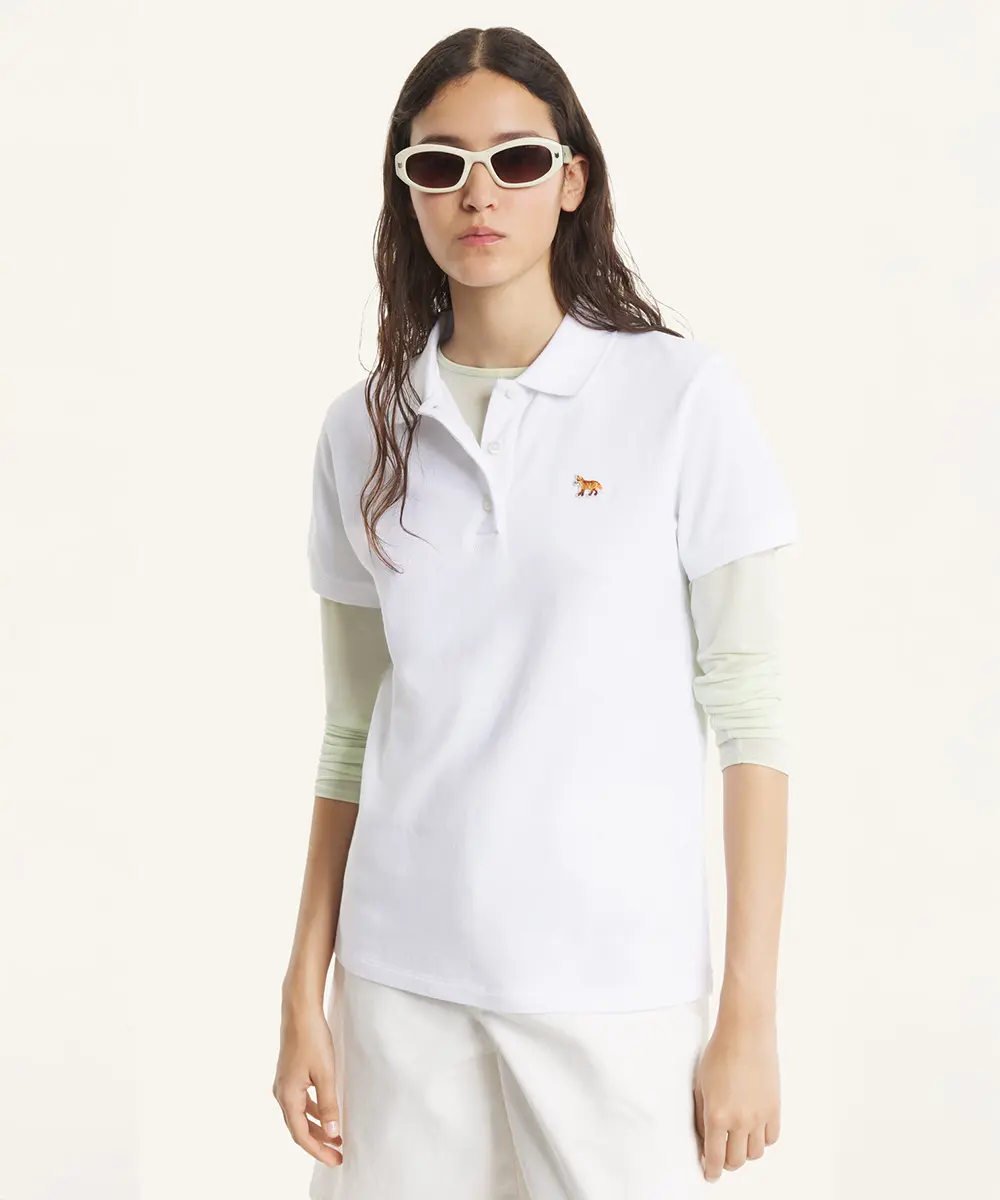 MAISON KITSUNÉ 雪花白小狐狸LOGO經典POLO衫/女裝/ M