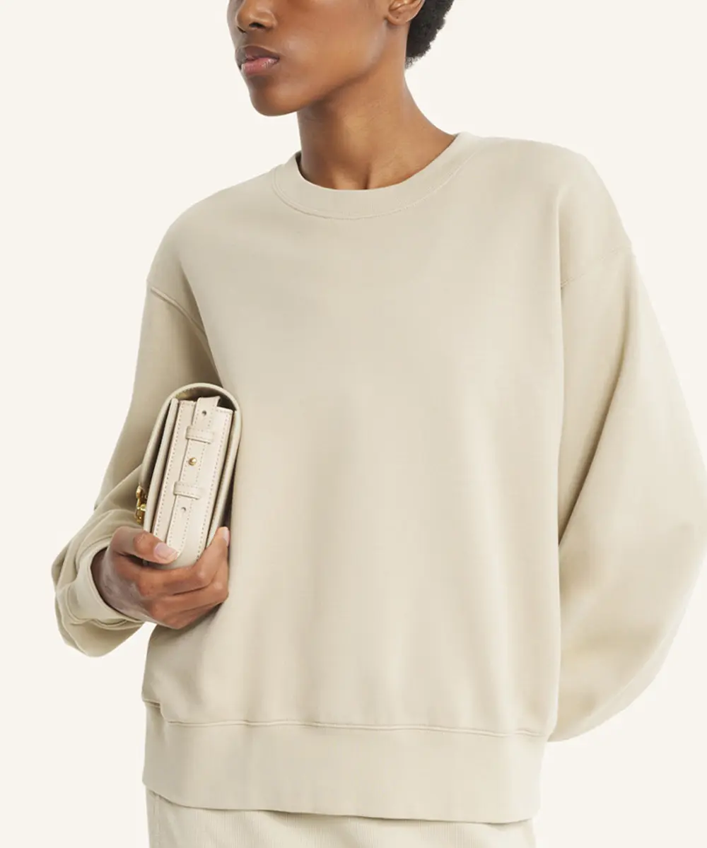 MAISON KITSUNÉ 奶茶棕背後花卉印花LOGO輕量寬鬆衛衣/女裝/ M