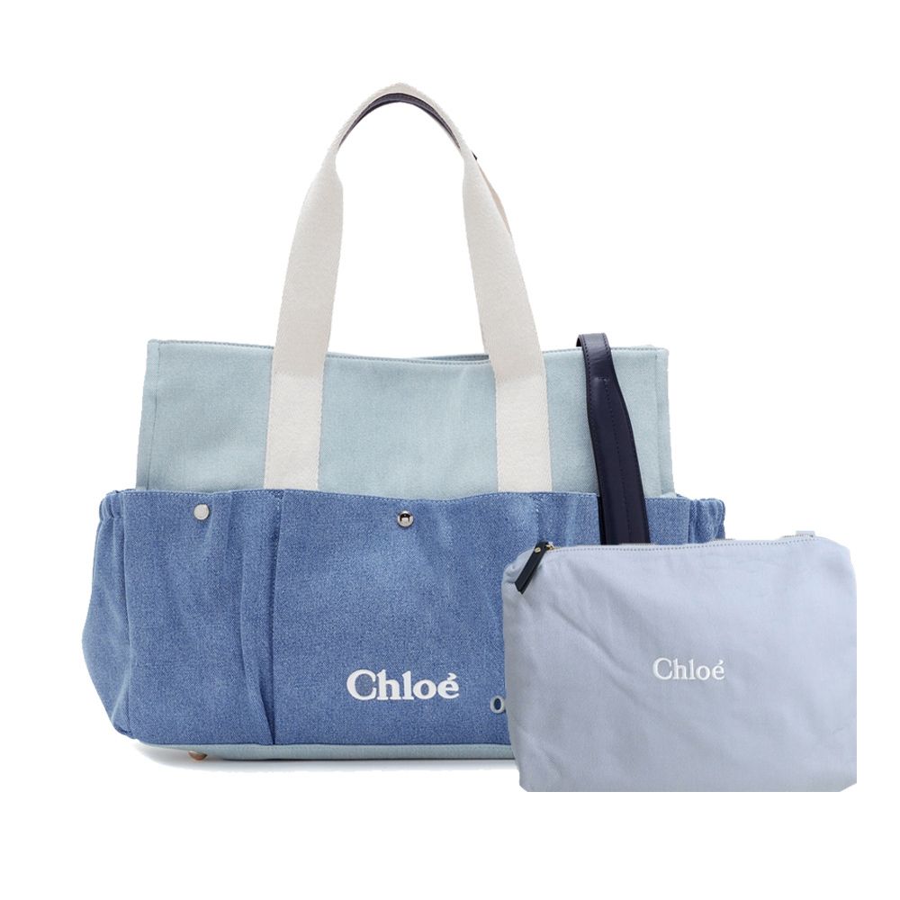 Chloe 經典品牌LOGO帆布兩用包(任選) /平行輸入/ 牛仔藍