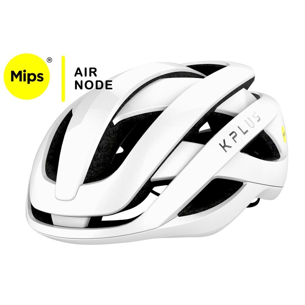 KPLUS單車安全帽 ALPHA 可拆洗Mips Air Node系統-亮面白(亞洲頭型)/ S(53-56cm)